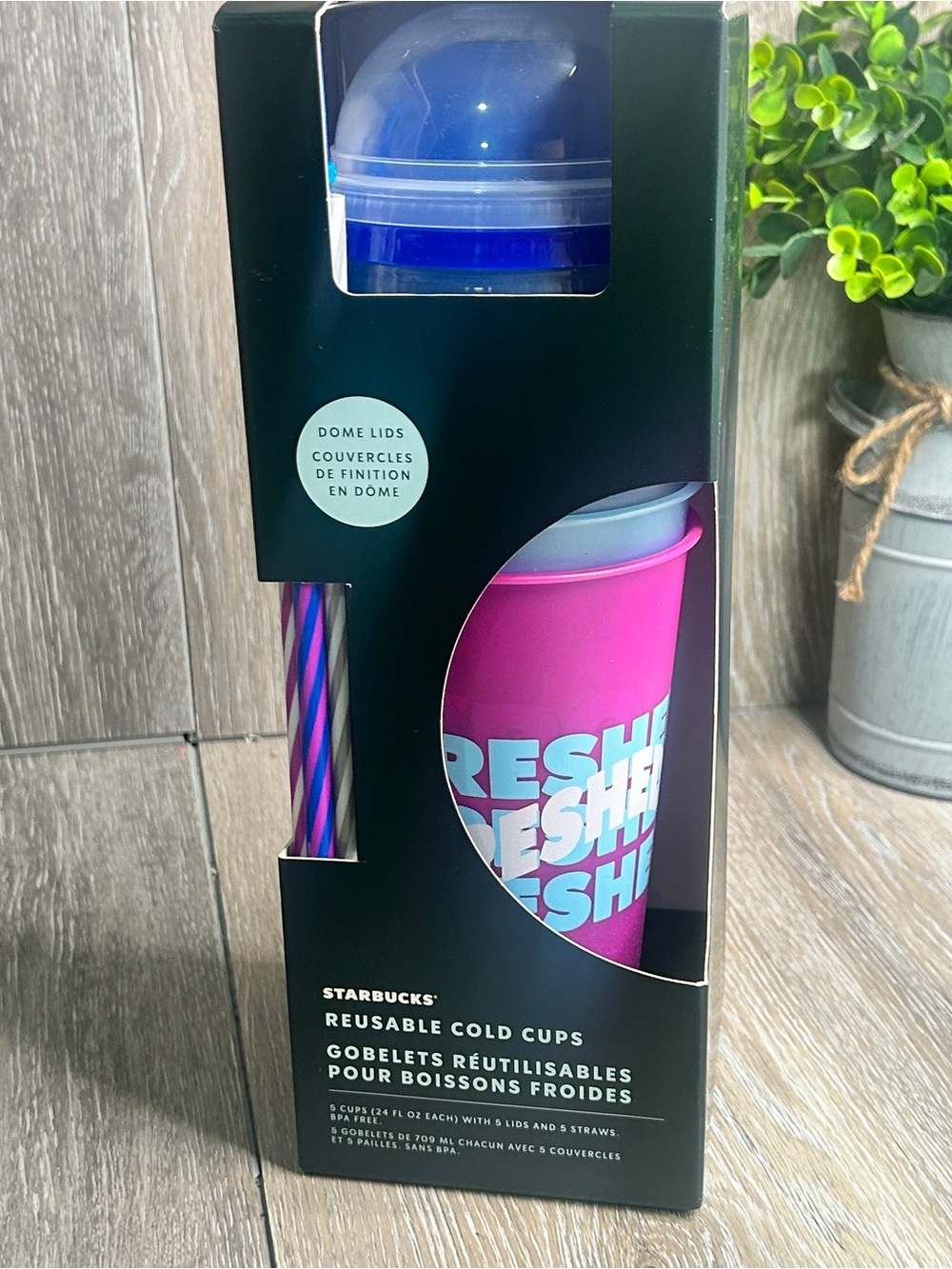 Starbucks Reusable Cold Cups Set • 5pk 24oz • Dome Lids & Straws • BPA Free